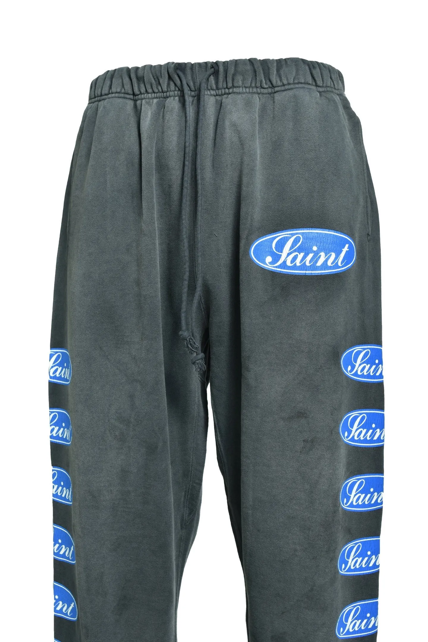 SAINT Mxxxxxx SWEAT PANTS/LOVE AMONG/BLK blue SAINT barrage sweatpants, washed black S-XL, top-notch printing and distressing process, very close to the original distressed feeling, Assute dyeing, whole piece sprayed with horse fade, wormhole destruction treatment, heavy fermentation washing to create NEW VINTAGE texture, factory four-needle and six-thread workmanship, no bone seams, correct main mark, wash mark
